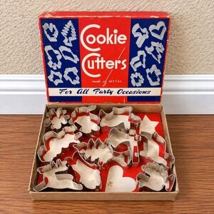 Vintage Cookie Cutters Metal Set For All Party Occasions Original Box